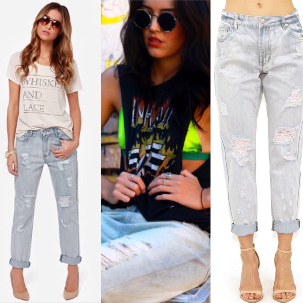 Minkpink slouchy destroyed boyfriend jeans👖💄